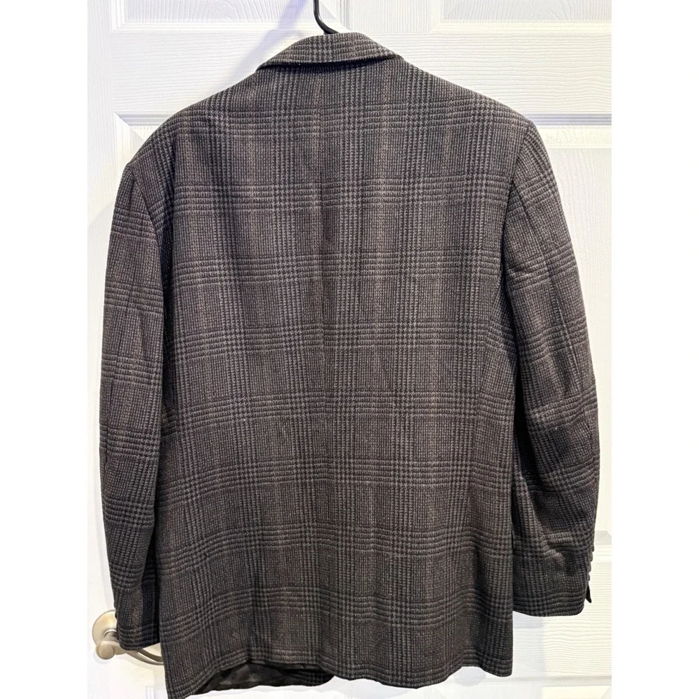 New River Mens 38R Glen Plaid Blazer Grey Brown Made in USA Sport Coat
